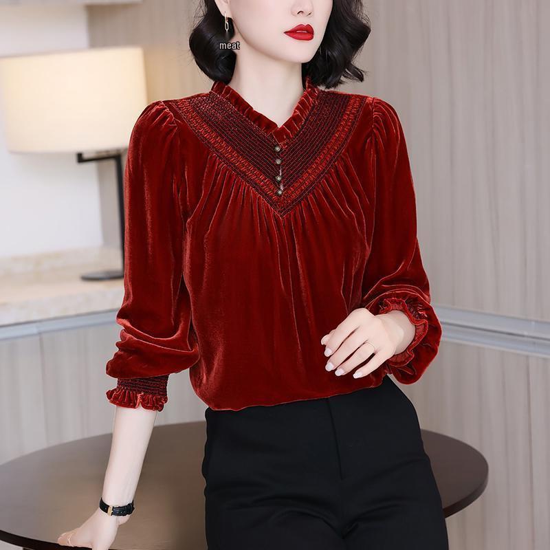 Golden Velvet Retro Women's Top - Autumn/Winter 2025