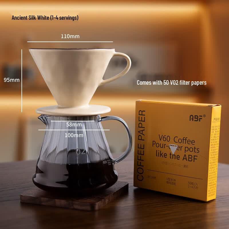 Qiwai Ripple Ceramic V60 Pour Over Coffee Maker Set