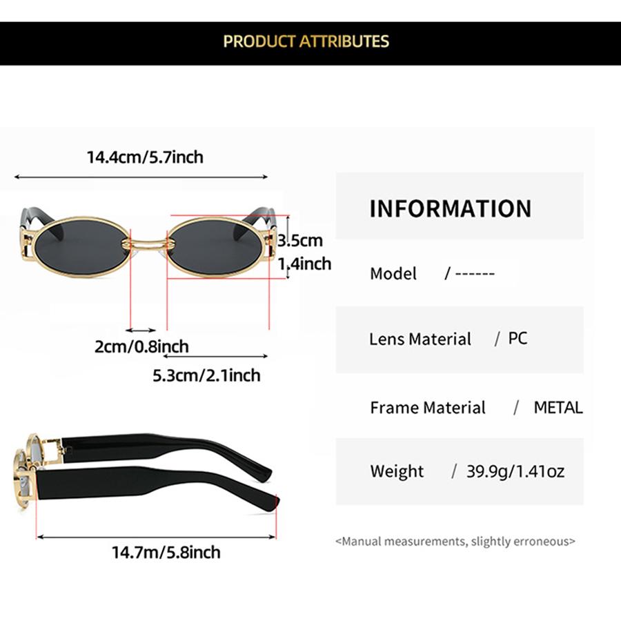 New Vintage Oval Sunglasses Woman Ins Small Retro Punk Sunglasses For Women Luxury Brand Designer UV400 Protection
