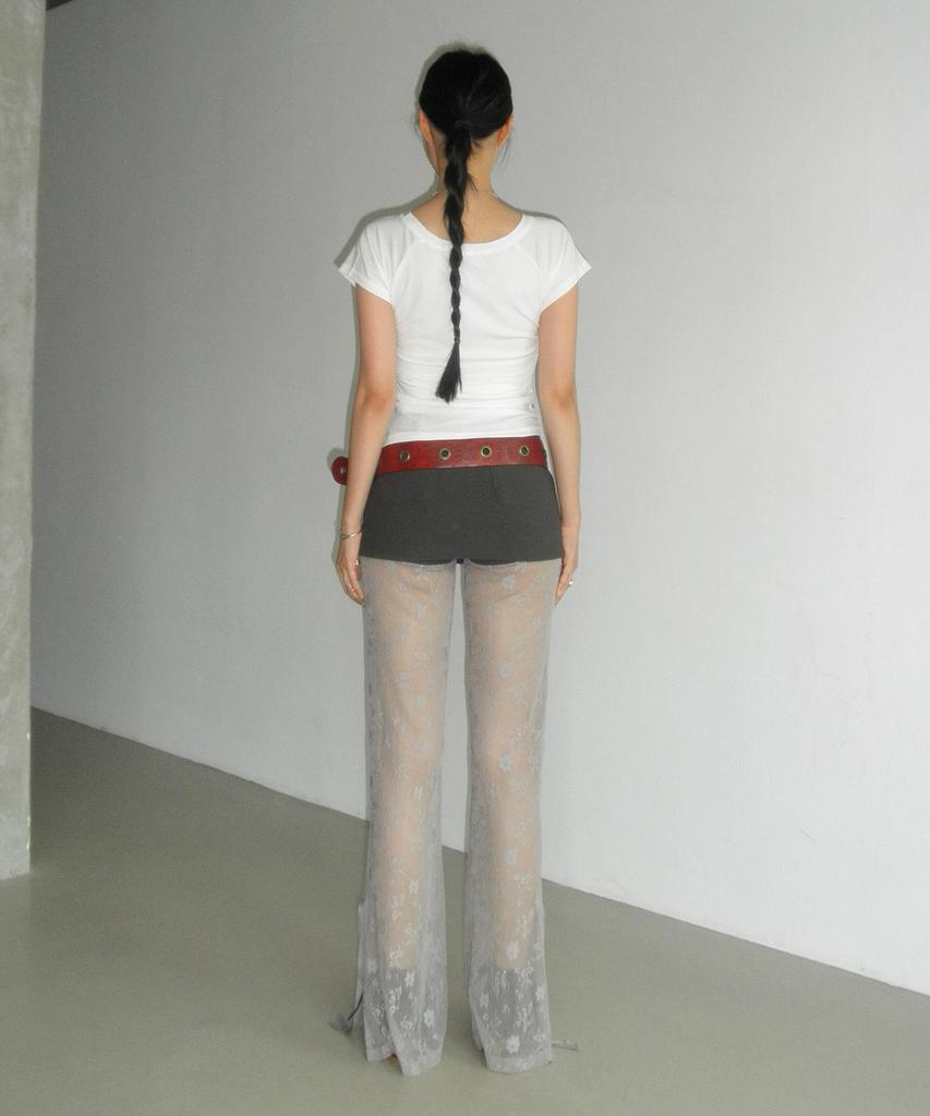 INSEOWL Lace Layered Skirt Pants - Charcoal