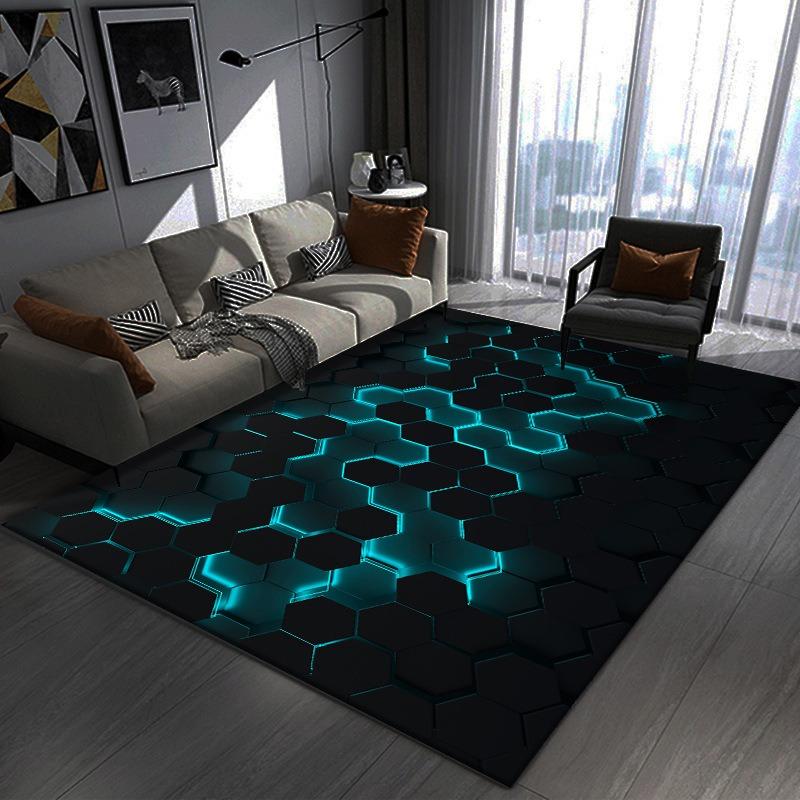 Alfombra 3D Estilo Cuadrícula Creativa Colorida Sala de Estar Dormitorio Alfombrillas de Área Grande Alfombra de Mesita de Noche Alfombra para Sala de Juegos Esports Muy Bonita