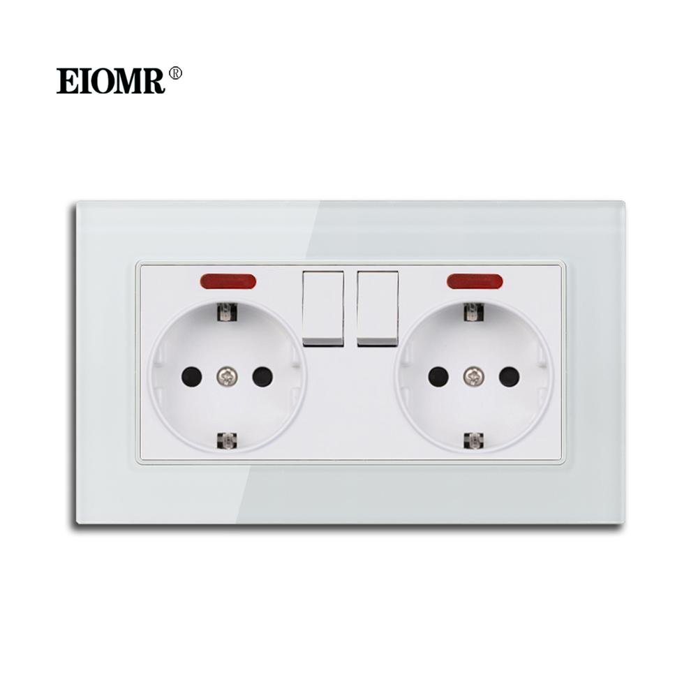 EIOMR EU European Standard Wall Mounted Power Socket Flame Retardant PC Panel with USB 5V 2A and Type C Power Plug Home Socket