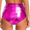 Womens Metallic Shiny Booty Shorts for Dance Parties Music Festivals and Rave Events with High Cut Design