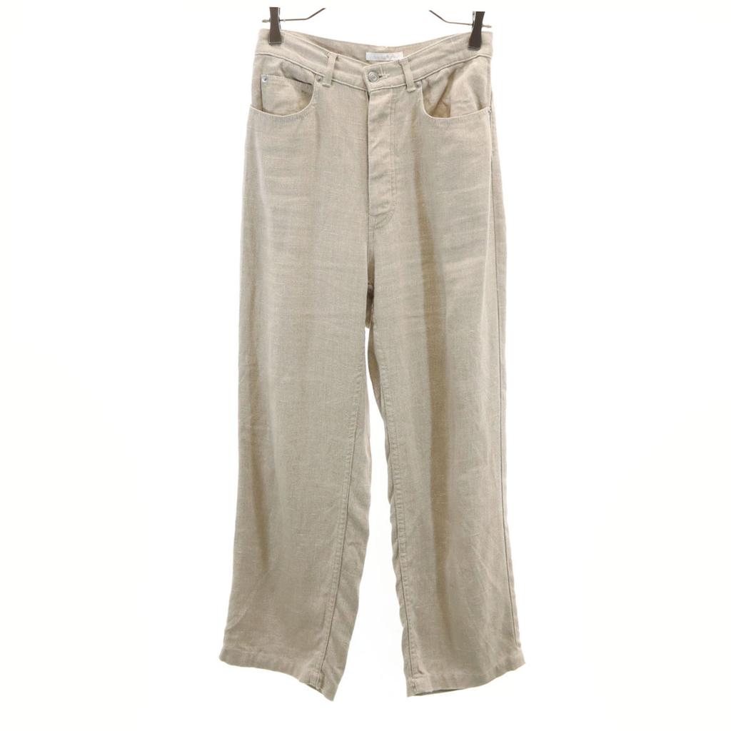 GALERIE VIE Linen Blend Wide Pants 34 Beige Women Used
