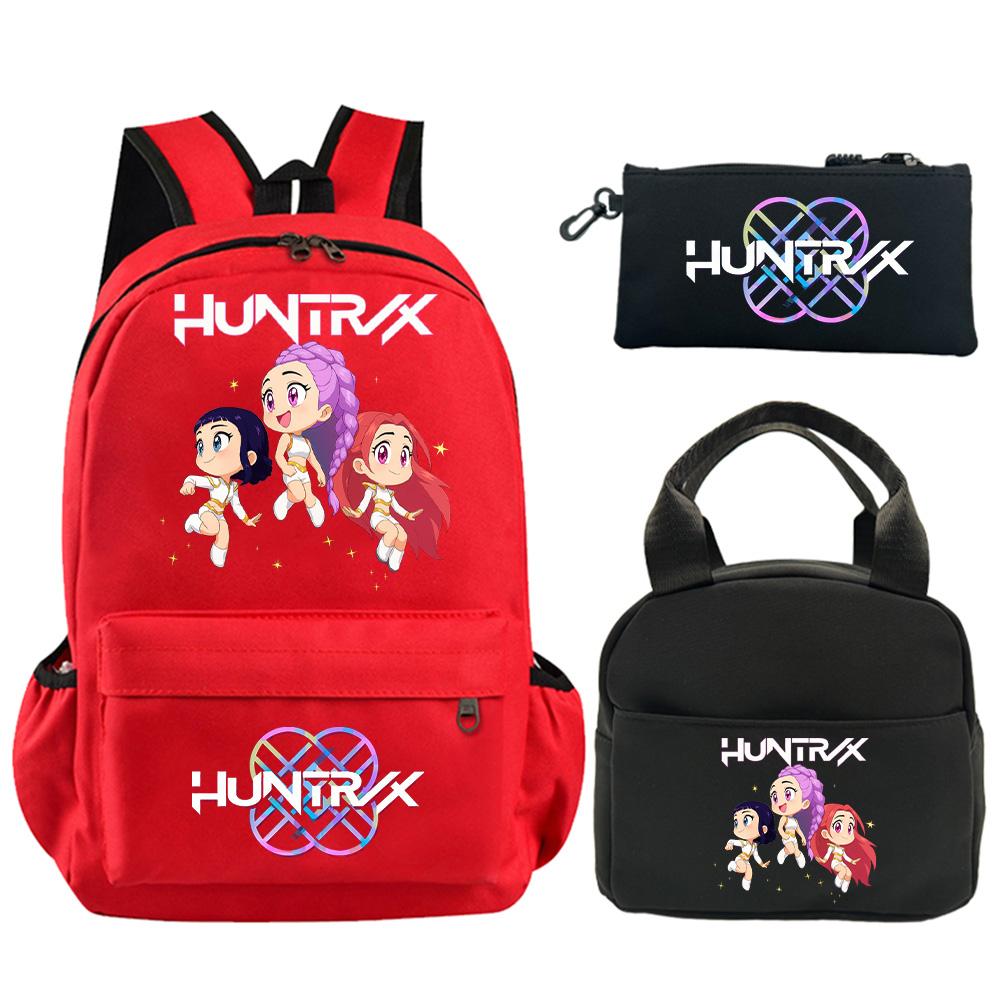 3Pcs/set Anime K-Pop Demon Hunters Printed Backpack with Shoulder Bag Pencil Case for Student Boy Girl Schoolbag Large Capacity Waterproof Bookbag