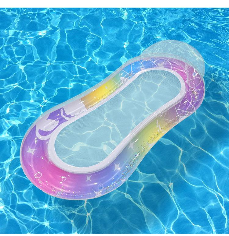 Foldable Striped Inflatable Pool Float Hammock Recliner