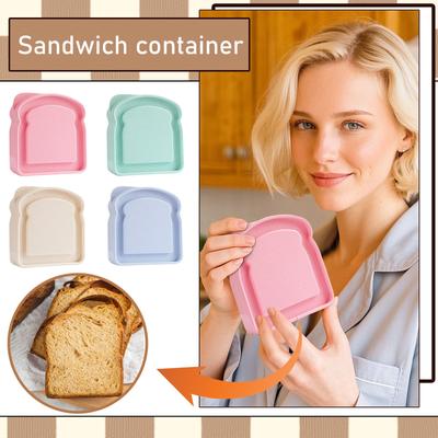 Sandwich Container, Reusable Shaped Sandwich Box Sandwich Storage Box With Lid Portable Food Storage Box Lunch Microwave Heating Storage