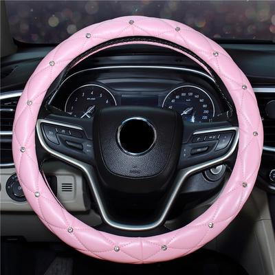 Crystal Diamond Leather Steering Wheel Cover with Bling Crystal Rhinestone Universal Fit Car Steering