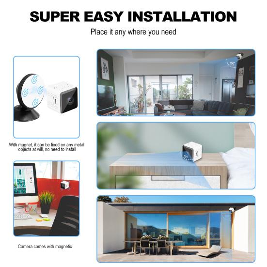 Mini Security Camera 1080P Rechargeable WiFi Audio Video Recording Nanny Surveillance Camera