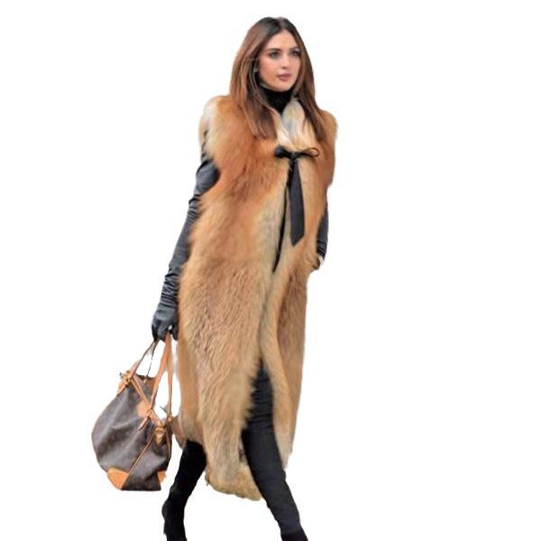 2023 New Women's Mid-length Faux Fur Vest Coat for European and American Autumn/Winter