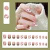 24PCS False Nails with 3D Mint Blue Flower Press on False Nails Artificial Wearable Tips Fake Nail Art Manicure Nail Tips