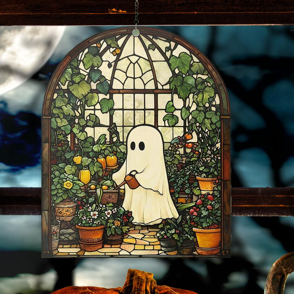 Gotický Duch Lapač Slunce Akrylová Závěsná Ozdoba na Okno Barevný Projektor Stínů Halloweenská Dekorace Strašidelného Domu Rekvizita Ideální Dárek