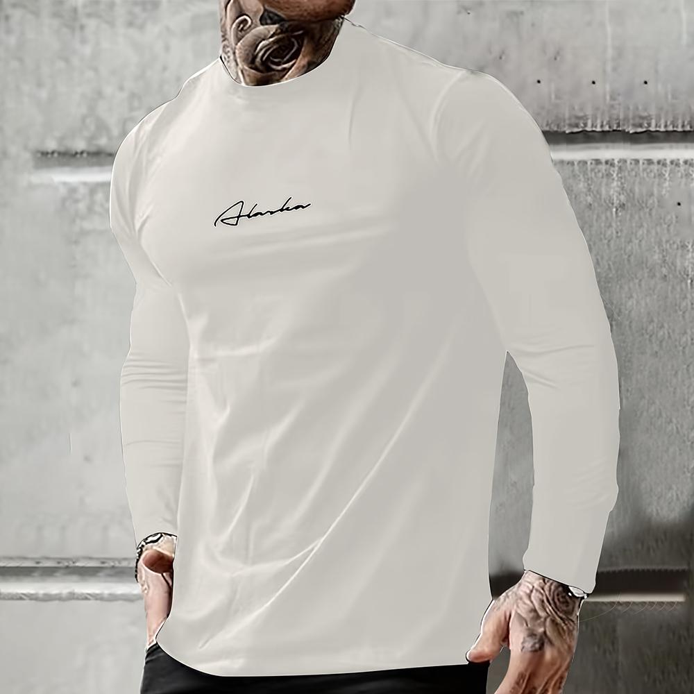 

Футболка в стиле ретро с простым принтом крест-накрест из чистого хлопка с длинными рукавами, мужская, свободная, с круглым вырезом, удобная спортивная одежда, европейская одежда XL