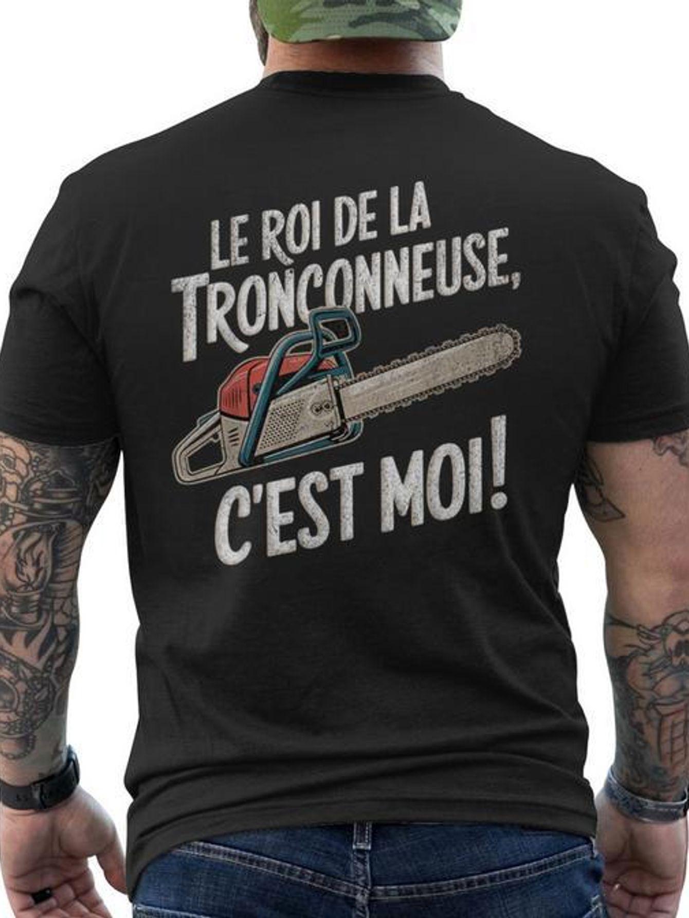 Fun French Chainsaw Lumberjack T-shirt Men XS