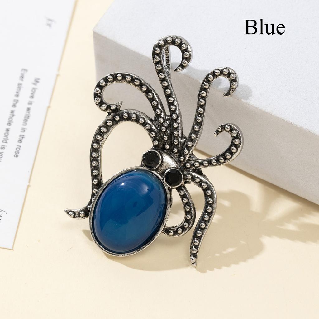 1 Τμχ Καλοκαιρινό Στυλ Ωκεανού Φυσική Πέτρα Χταπόδι Μπροσούλες, Κρύσταλλος Θεραπείας Ρέικι Αμέθυστος Αχάτης Νεφρίτης Πολύτιμος Λίθος Καρφίτσα Μπροσούλα για Unisex Κοσμήματα Δώρο Γενεθλίων