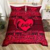 Romantic Valentines Duvet Cover King Kawaii Love Heart Theme Bedding Set Patchwork Geometric Comforter Cover Red Gnome Bed Sets