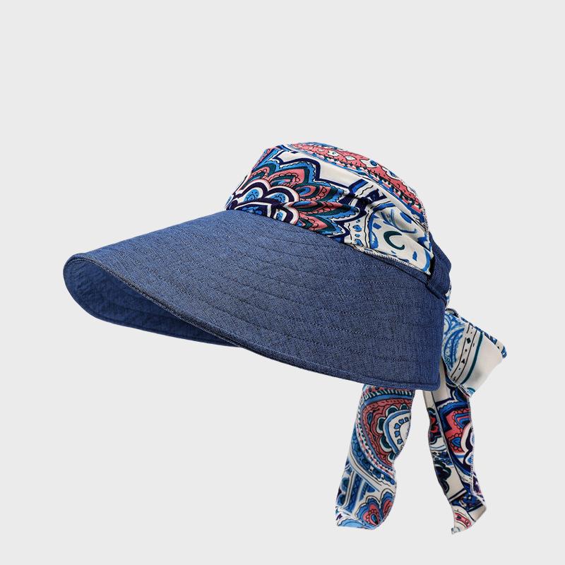 Letní Prošívaný Prázdný Vrchol Cyklistická Větruodolná Čepice Dámská Cestovní Sluneční Clona Mašle Velký Plážový Klobouk