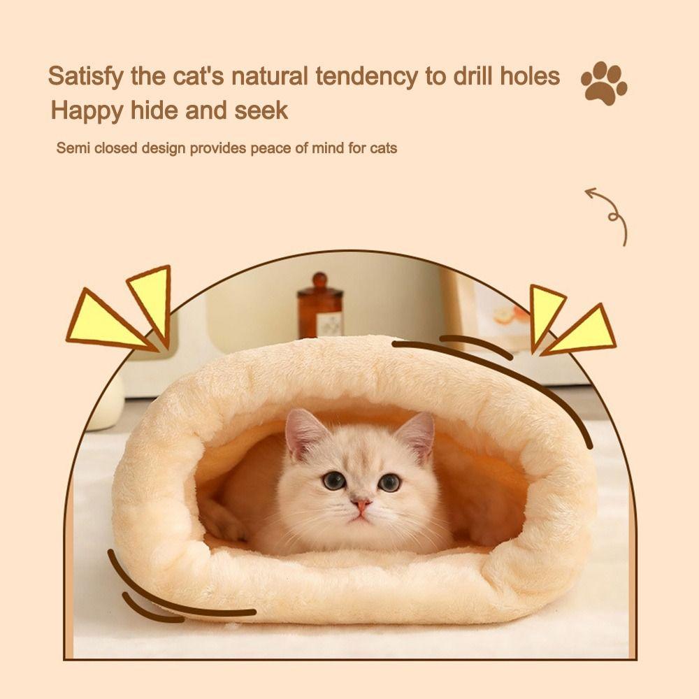 Cute Cat Sleeping Bag Thickened Cartoon Cat Nest Mat Winter Warm Pocket Type Kitten Quilt Bed Pet Supplies