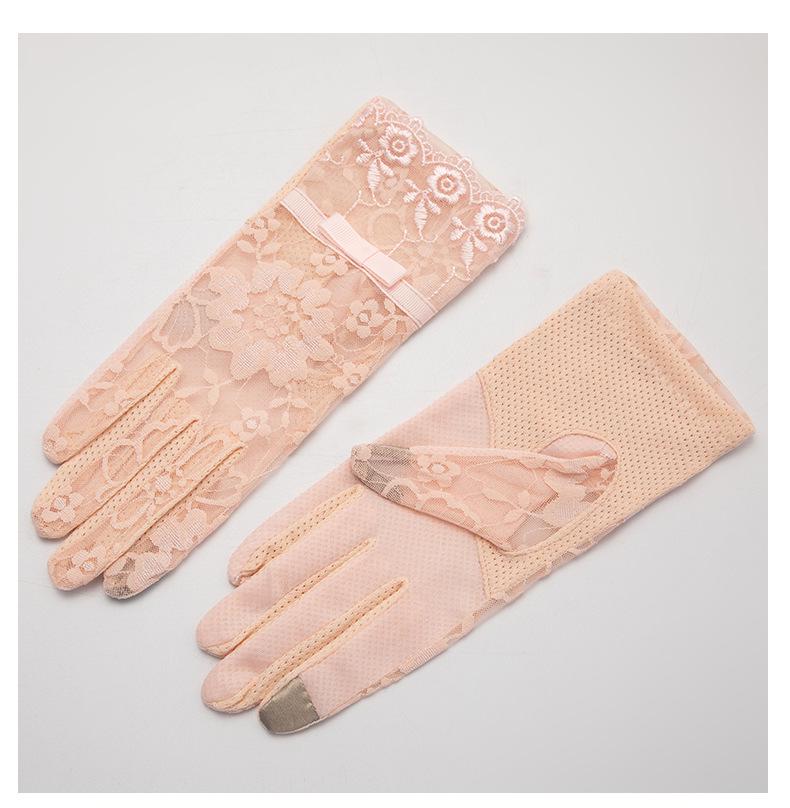 Women's Summer Ice Silk Lace Touchscreen Driving Gloves - Non-slip, Sun Protection, Short Length