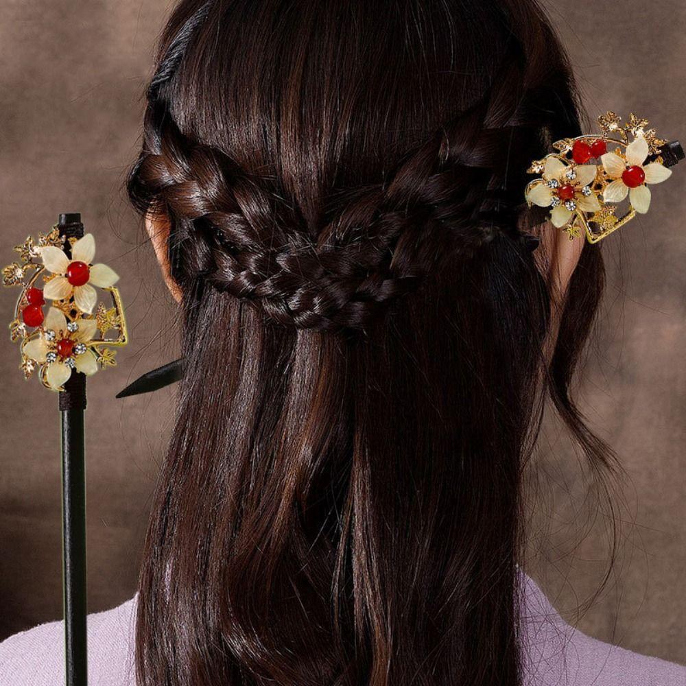 Chinese Flower Hair Sticks Handmade Hair Stick Pins Decorative Hanfu Hair Fork For Women Girls