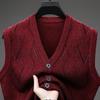 V Neck Sleeveless Thick Wool Blend Vest For Middle Aged Men Winter Casual