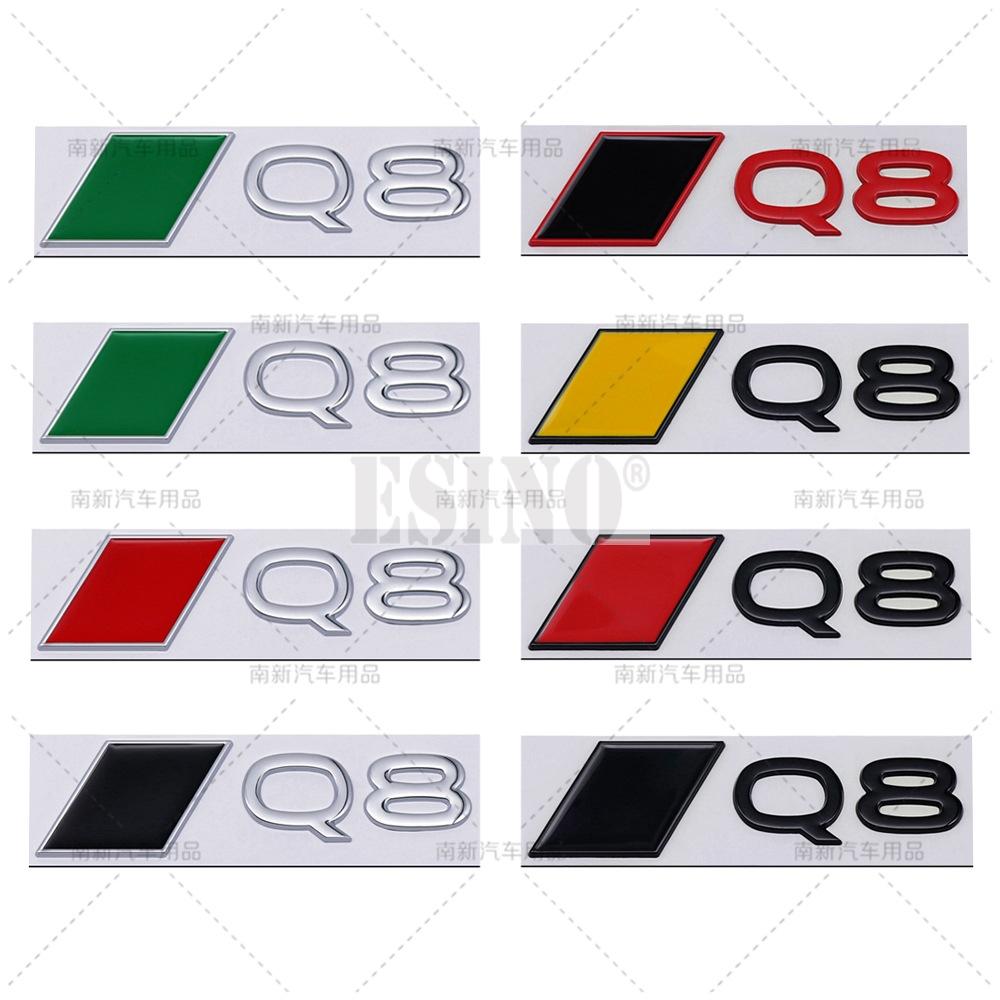 New 3D S8 Q8 SQ8 Adhesive Metal Alloy Emblem Car Body Rear Trunk Badge Auto Accessory For Audi S8 Q8 SQ8