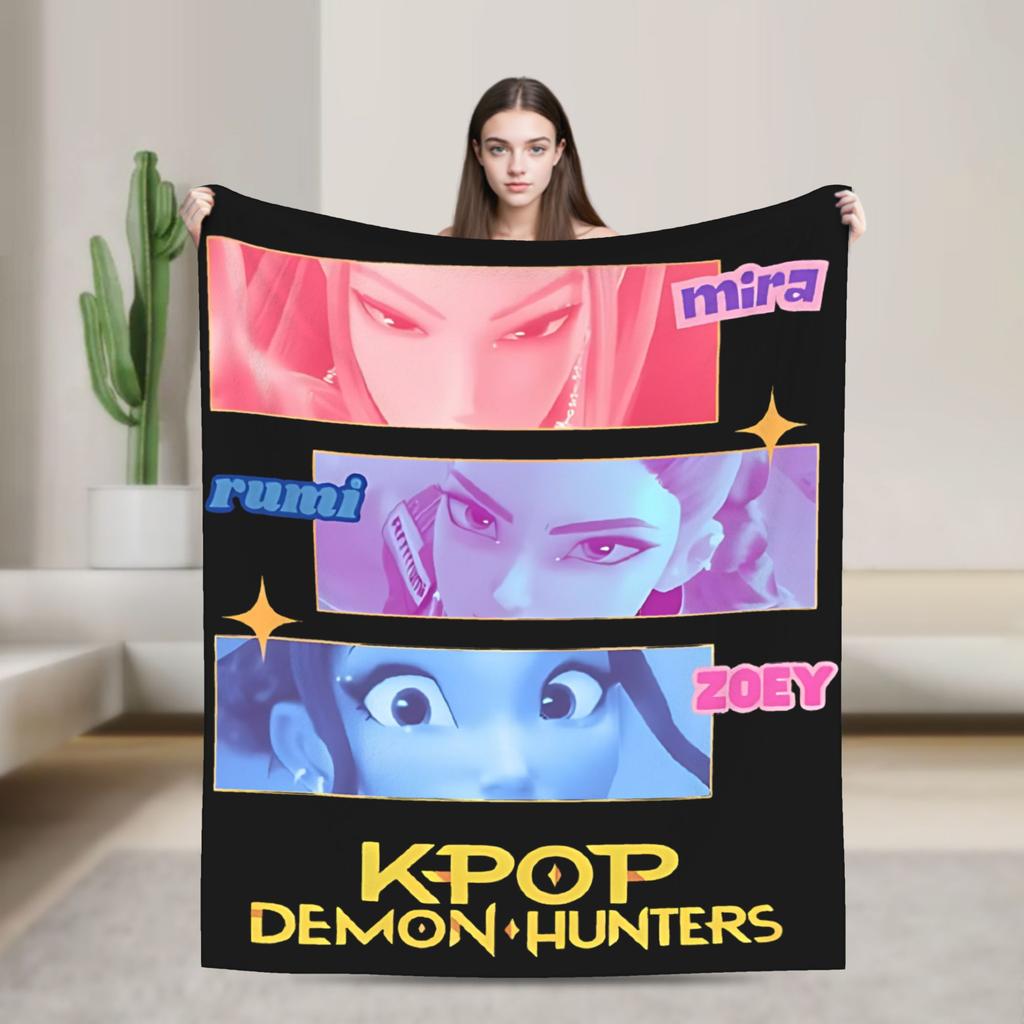 Saja Boys Kpop Demon Hunters Blankets  Flannel Awesome Soft Throw Blanket for Chair Covering Sofa  Winter