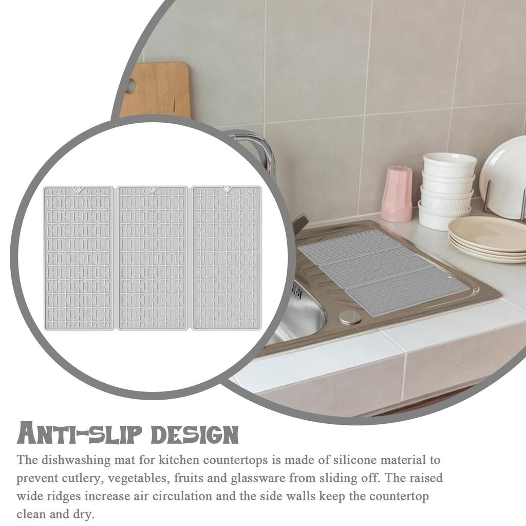 Drying Mat Silicone Non-Slip Tray Easy Clean Kitchen Dish Drying Mat For Home Countertop Bathroom Sink Bar Refrigerator Mugs