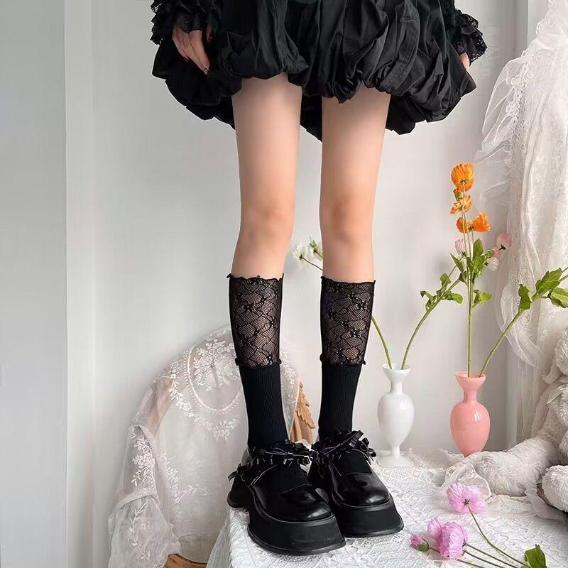 

Кружевные гольфы до колена для женщин | Весенне-осенние носки для ботинок в балетном стиле с оборкой и присборенным дизайном
