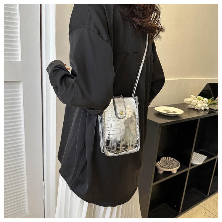 Lackleder Helle Vertikale Handytasche Mode Mädchen Kleine Quadratische Tasche Neue Koreanische Version Von Stein Einzelne Schulter Crossbody Tasche