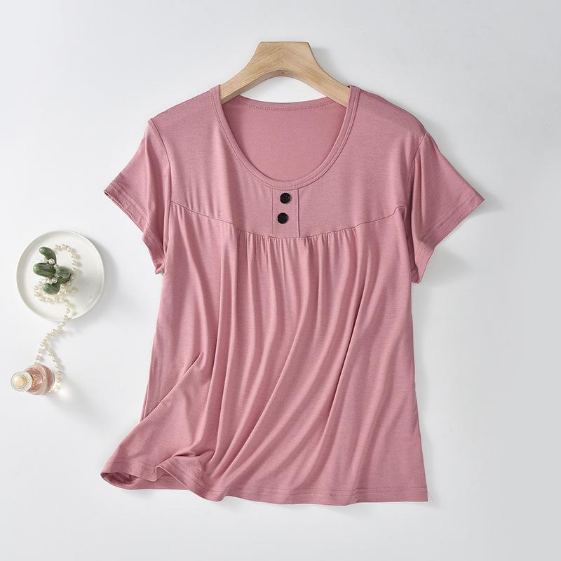 

Модальная женская летняя футболка с коротким рукавом для женщин среднего и пожилого возраста – Большой размер, Свободный крой 2XL [70-80 kg]