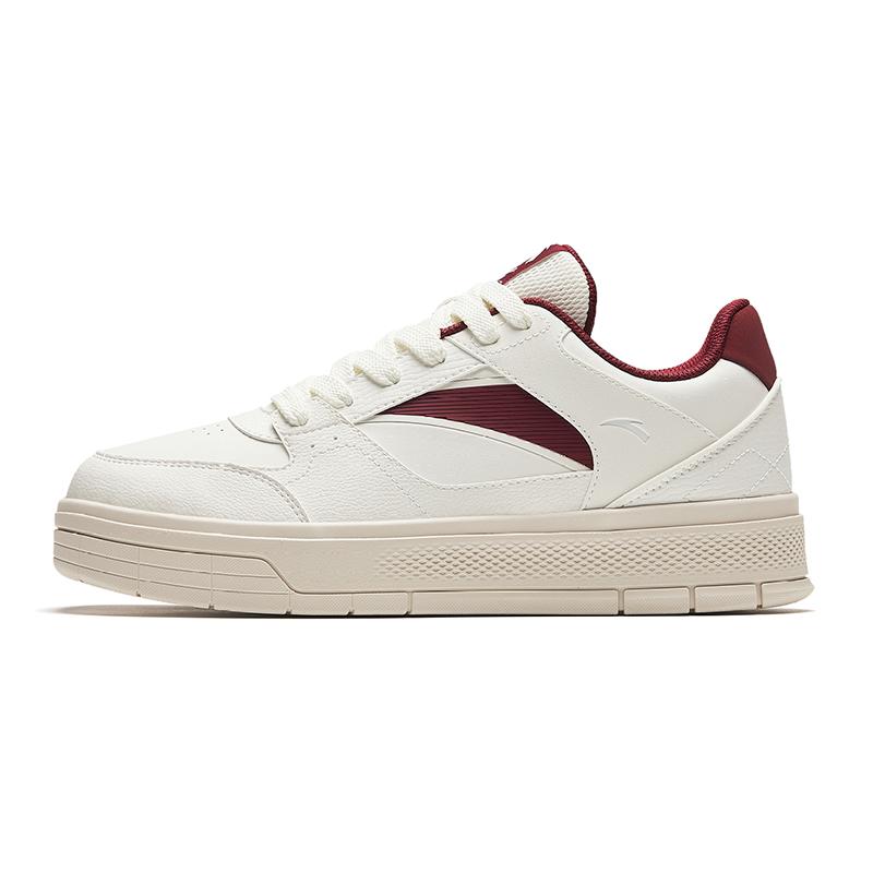 

Anta Milk Cap Cushioning Abrasion Resistant Lightweight Low top Skateboard Shoes Men s White Red Sneakers 912418061-3