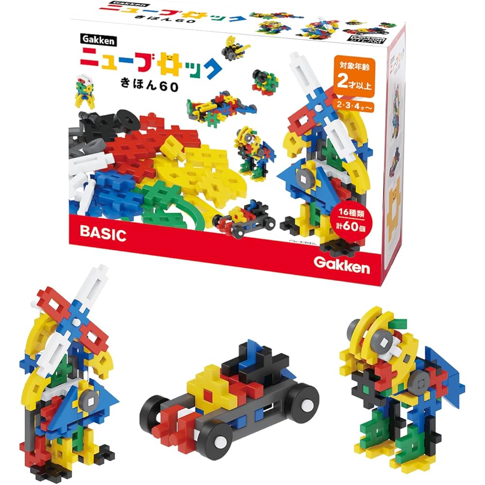 

Gakken New Block Basic 60 Pieces 16 Types for Ages 2 and Up Building Blocks