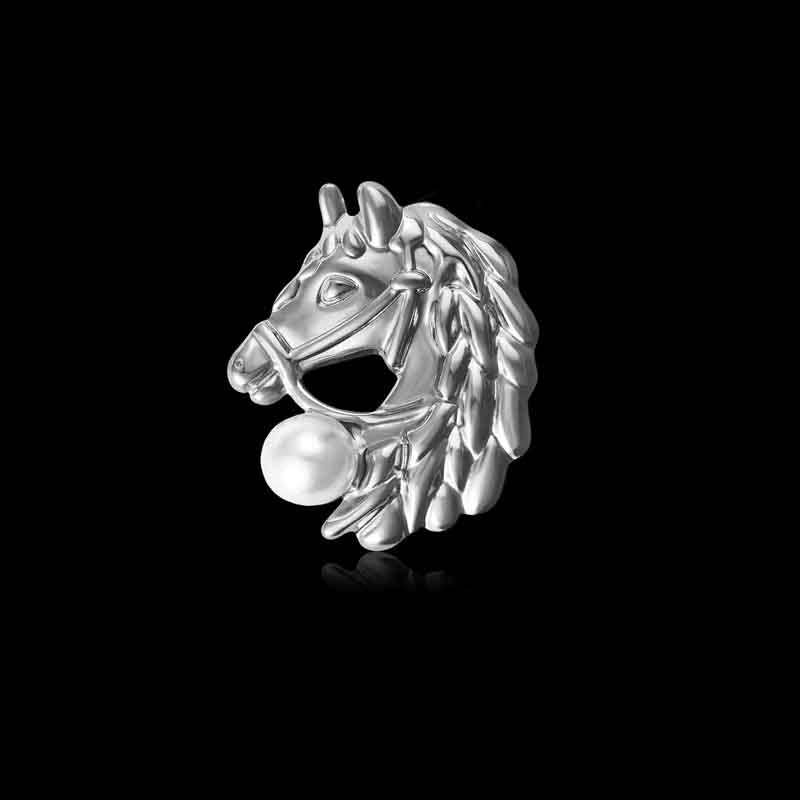 

Модные броши из сплава с искусственным жемчугом в виде лошадиной головы для женщин, булавки с животными, для мероприятий, вечеринок, роскошные подарки, украшения, аксессуары для одежды серебряный