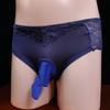 Men's lace underwear with jj cover, sexy sex stockings underwear, ultra-thin and breathable summer fully transparent briefs