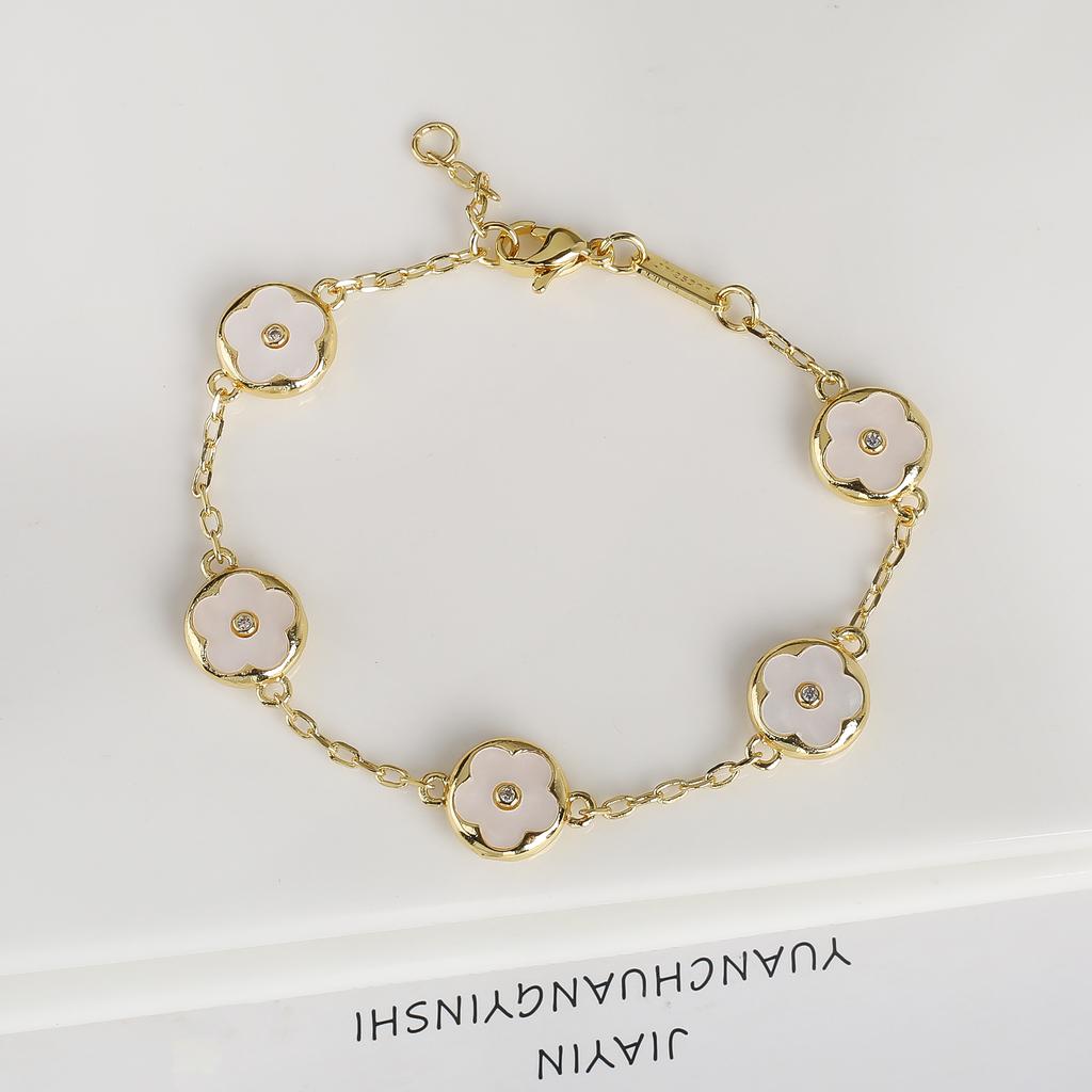 Trendy Creative Adjustable Round Five Leaf Flower Gold-Plated Bracelet Luxury for Women Daily Party Jewelry Accessories Clover