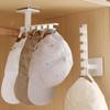 6 Hooks Hat Holder Shaped Baseball Cap Storage Rack Wall Mount Hat Belt Multifunctional Storage Without Punching Economic Hook
