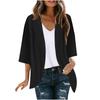Veste Cardigan Décontractée Mode Femme à Manches Sept Partagées Couleur Unie