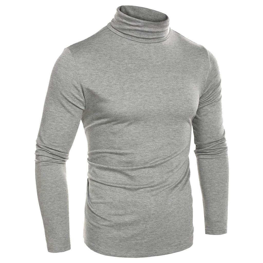 Herren Frühling und T-Shirt Einfarbige Langarm Halbhoher Kragen Pullover
