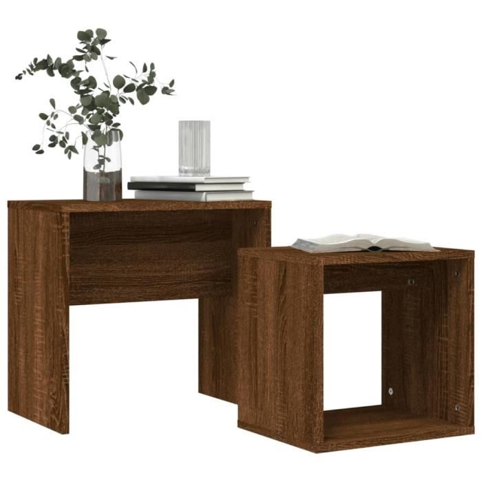 VidaXL Tables basses gigognes 2 pcs chêne marron bois d'ingénierie 815542