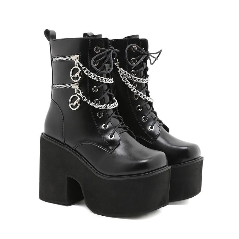 Metall Reißverschluss Schnalle Kette Seitenreißverschluss Martin Stiefel Ritterstiefel