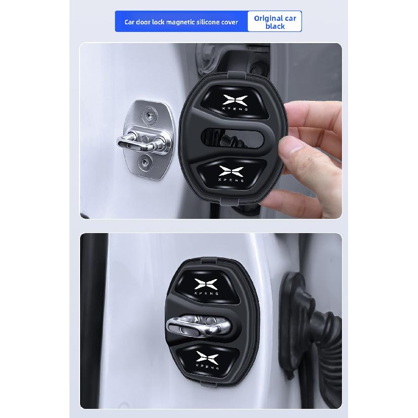 For XPeng X9 P7 G6 G9 P5 G3 Magnetic Silicone Door Lock Buckle Mute Damping Cushion Anti‑Collision Car Door Protective Cover Interior Mirrors 6