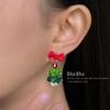 Childlike Christmas Bow Tree Earrings - Creative Handmade Style for Women