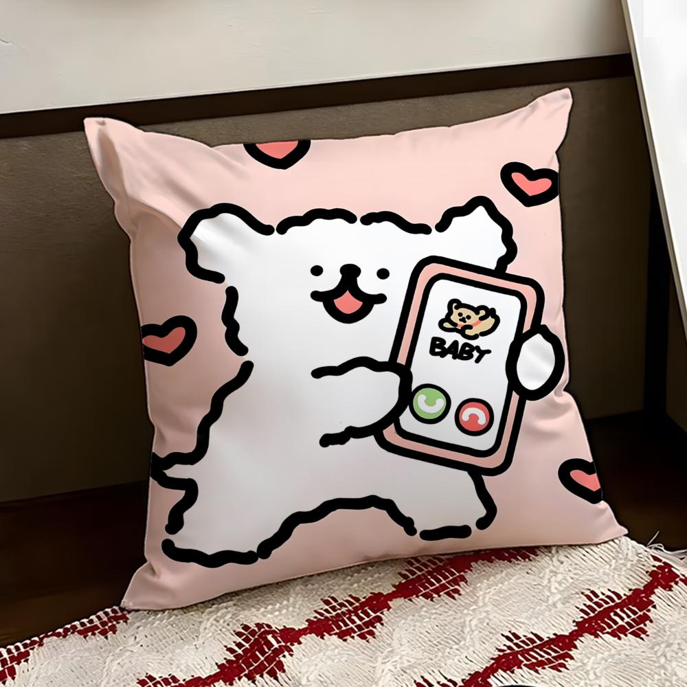Cute LLine PPuppy Cushion Cover Reversible Soft Durable Pillow Cover Home Car MultiScene Use for Daily Comfort