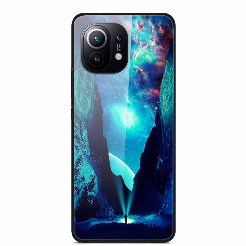 Glass Back Cover For Xiaomi 11 Lite 5G NE Case Soft Edge Hard Tempered Glass Case For Xiaomi Mi 11 Lite 5G NE Phone Case Coque