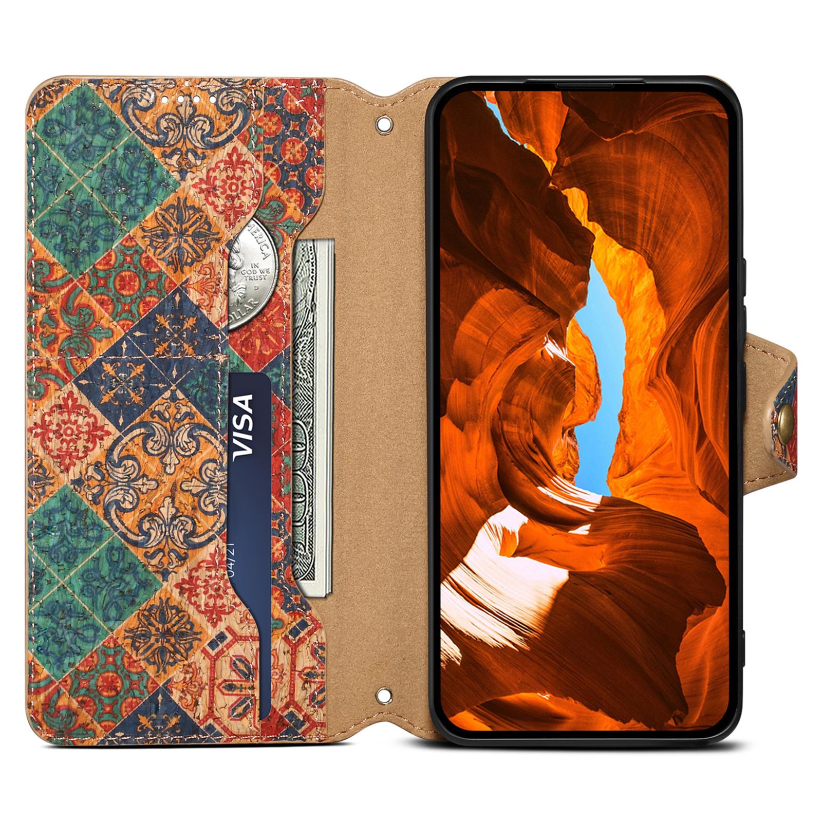 

For Google Pixel 8a Leather Case Floral Printing Wallet Phone Cover with Stand Winter/Blue