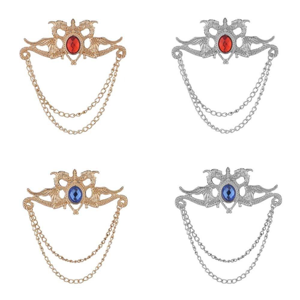 Zinc Zinc Alloy Suit Collar Pin Tassel Chain Suit Lapel Pin Chinese Dragon Tassel Brooch  Ceremony Banquet