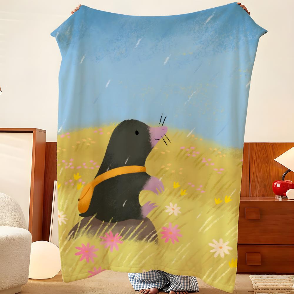 Cartoon T-The L-Little M-Mole Throw Flannel Throw Blanket, Lightweight Cozy, Durable Washable Cute Cool