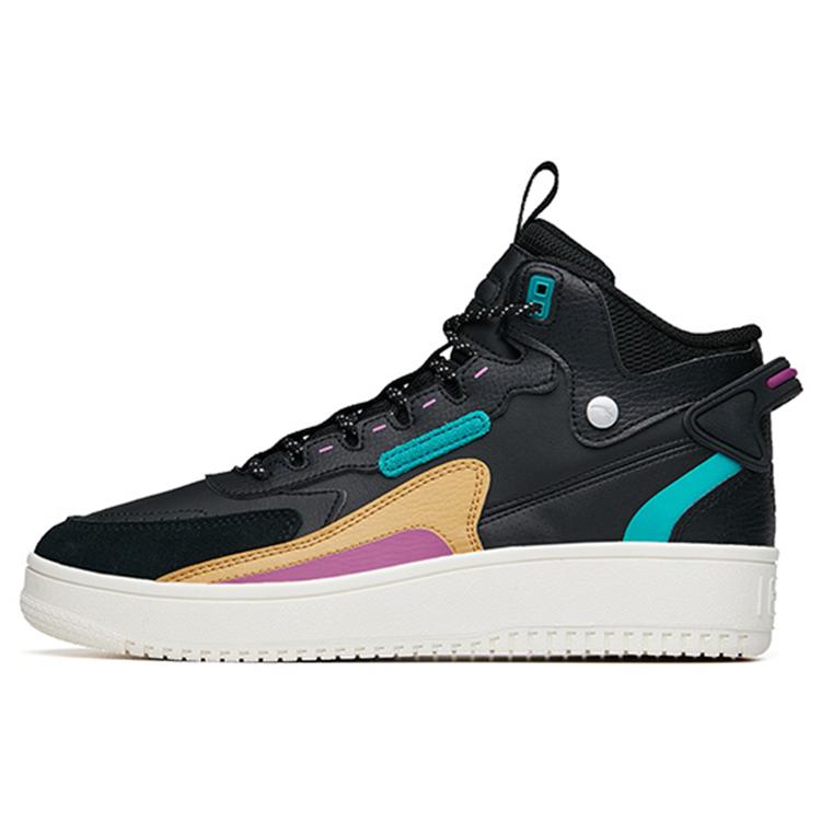 

New Anta Wrapping Anti-Slip Shock-Absorbing And Wear-Resistant High-Top Skateboard Shoes Men s Black Green Yellow 112148013R-3 44.5