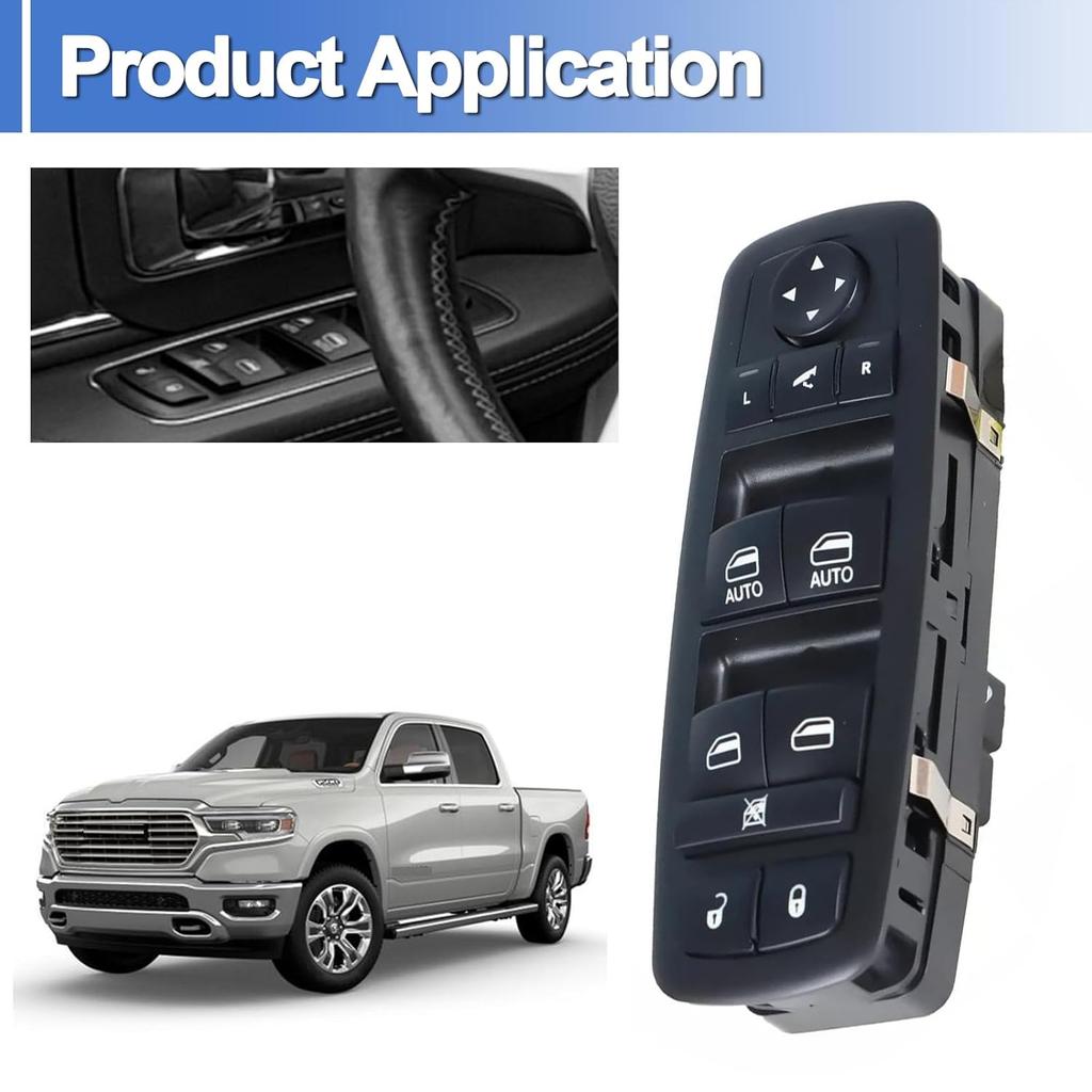 56046826AE Master Power Window Switch Left Driver Side 3+8 Pins Fits for Ram 1500 2500 3500 2016-2018, Ram 1500 Classic 2019-2024, Dodge Journey